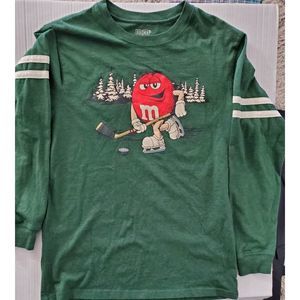 M&Ms Minnesota Wild Green Long‎ Sleeve Hockey Shirt Size Medium